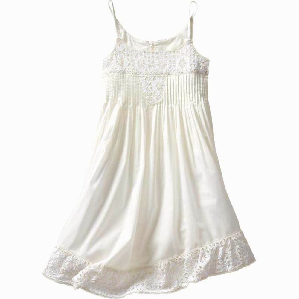 GAP Cream Lace-Trim Spaghetti Strap Casual Dress